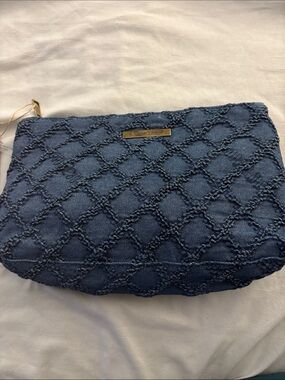 NEW Denim Quilted Cosmetic Pouch - Blue